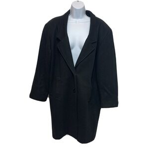 Vintage DAVID BENJAMIN Womens Wool Long Black  Coat Size 14 EUC!!
